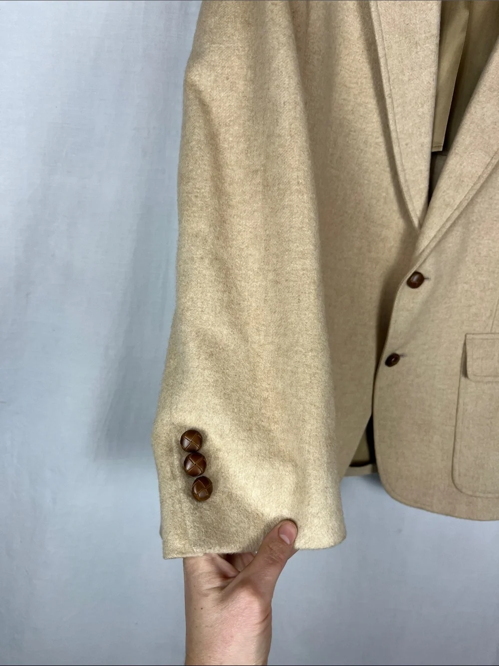 Vintage 1980s 100% Camel Hair John Weitz by Palm Beach Made in USA Tan Suit Coat